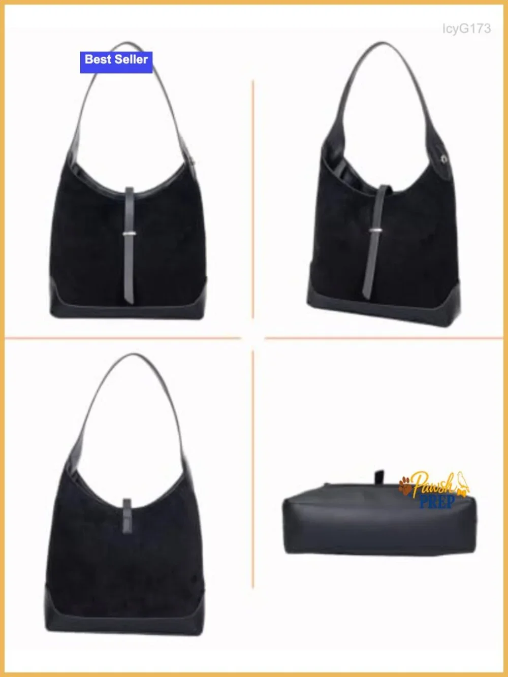 Faux Suede Hobo Shoulder Bag Retro Slouchy Tote for Women